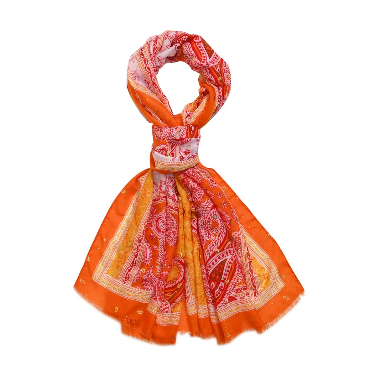 Orange Floral Printed Women's Scarf and Baseball Cap Set image number 1