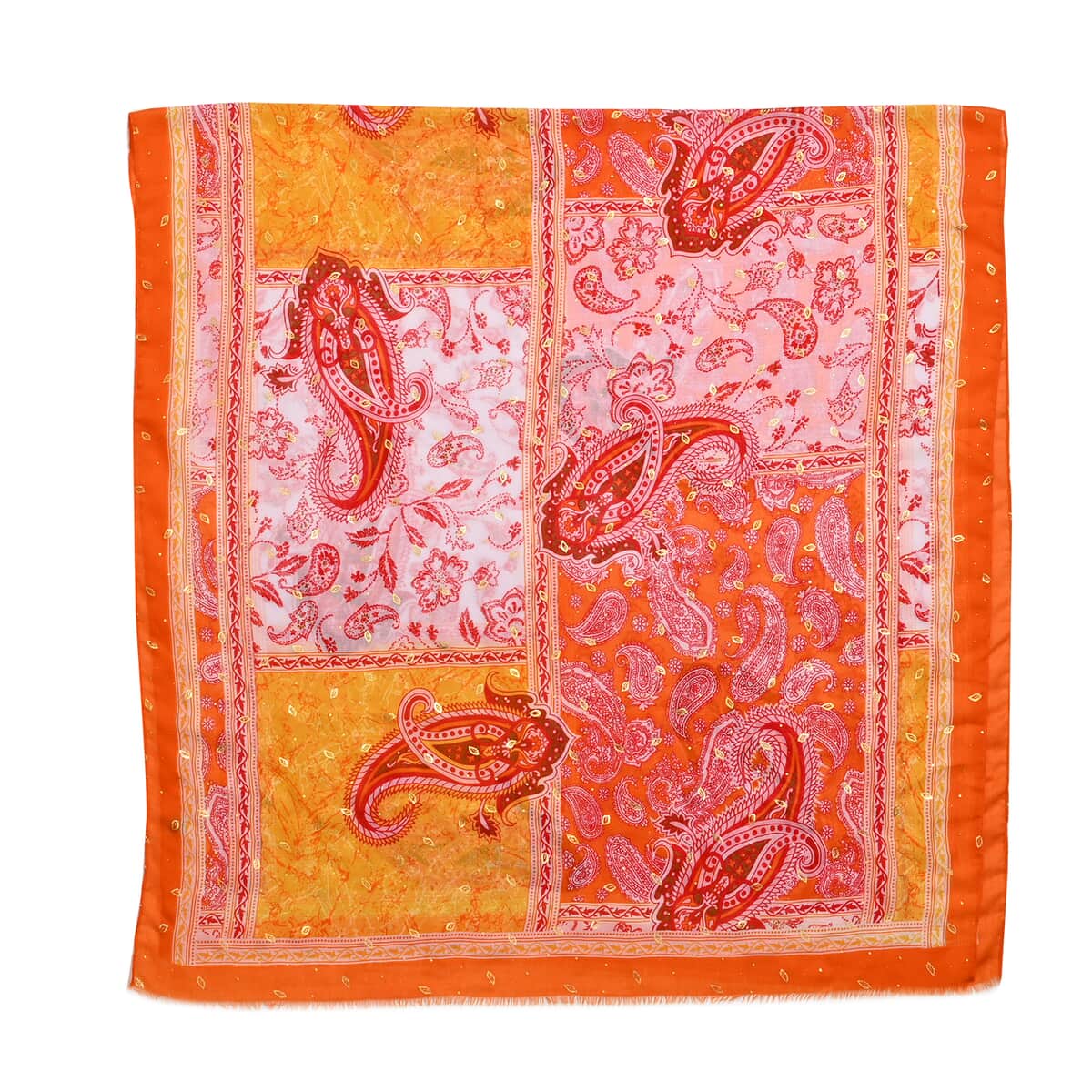 Orange Floral Printed Women's Scarf and Baseball Cap Set image number 2