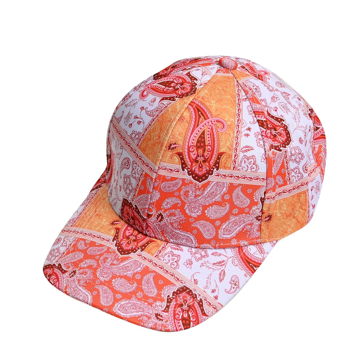 Orange Floral Printed Women's Scarf and Baseball Cap Set image number 3