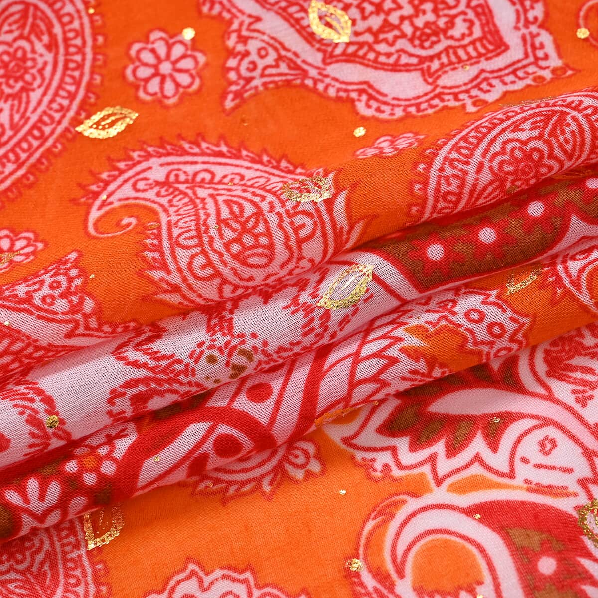 Orange Floral Printed Women's Scarf and Baseball Cap Set image number 8