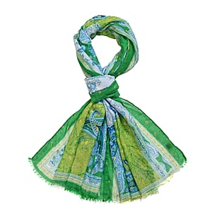 Light Green Floral Printed Women's Scarf and Baseball Cap Set