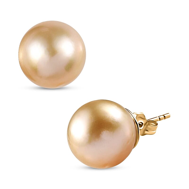 Luxoro 14K Yellow Gold South Sea Golden Pearl Stud Earrings