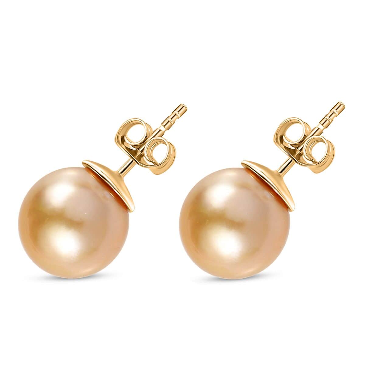 Luxoro 14K Yellow Gold South Sea Golden Pearl Stud Earrings image number 3