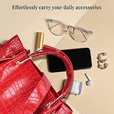 Set of 5pcs Red Crocodile Embossed Faux Leather Tote Bag, Crossbody Bag, Wrist Pouch, Wallet and Card Holder