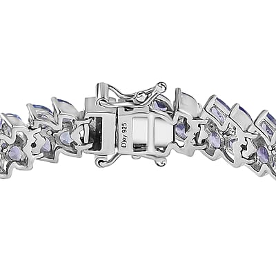 Tanzanite 2 Row Bracelet in Platinum Over Sterling Silver (6.50 In) 12.70 ctw