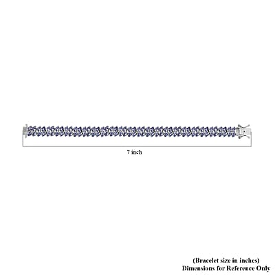 Tanzanite 2 Row Bracelet in Platinum Over Sterling Silver (6.50 In) 12.70 ctw