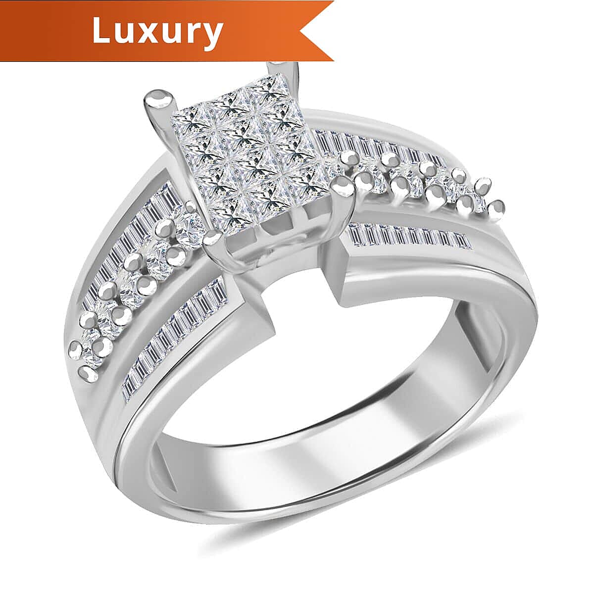 14K White Gold Diamond G-H I1 Ring (Size 5.5) 7 Grams 1.00 ctw image number 0