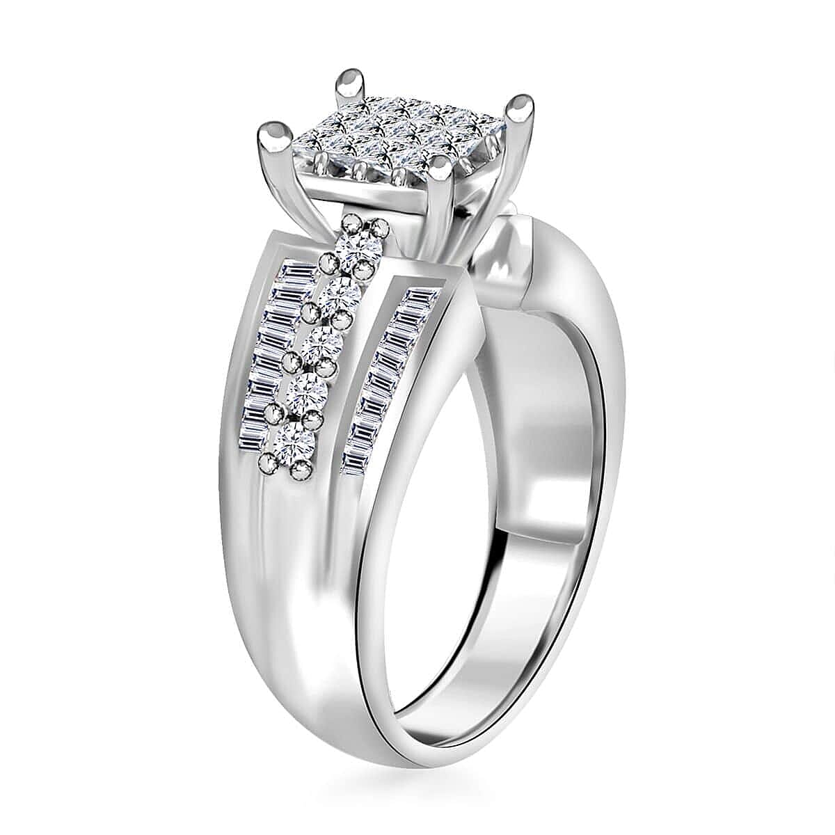 14K White Gold Diamond G-H I1 Ring (Size 5.5) 7 Grams 1.00 ctw image number 3