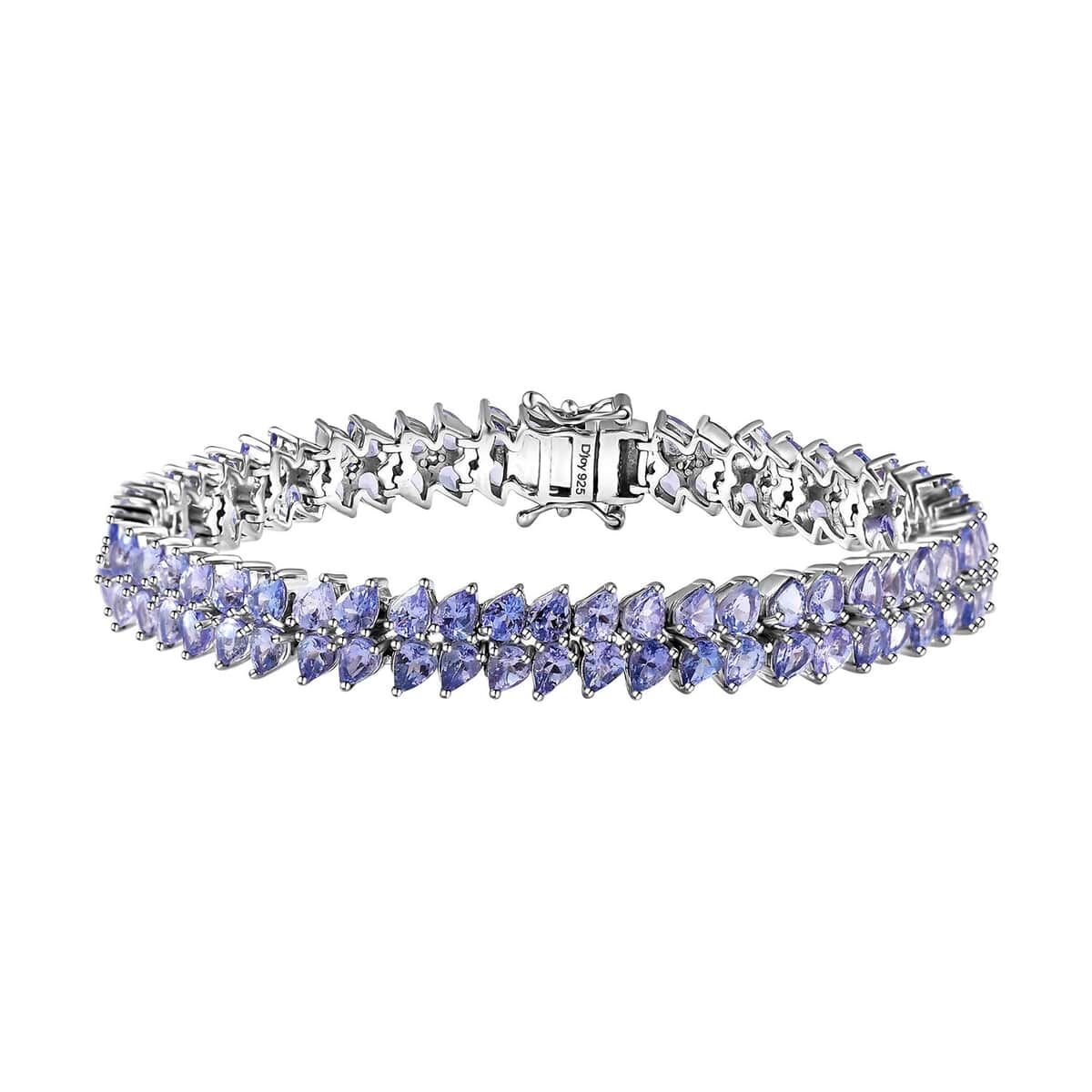 Tanzanite 14.35 ctw 2 Row Bracelet in Platinum Over Sterling Silver (7.25 In) image number 0