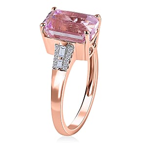Luxoro 14K Rose Gold AAA Patroke Kunzite and Diamond Ring (Size 8.5) 4.50 ctw