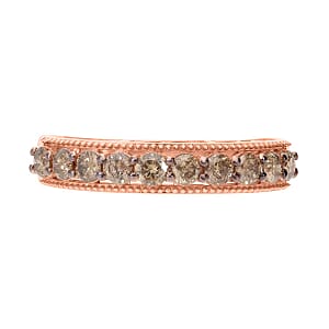 Value Buy Luxoro 10K Rose Gold Natural Champagne Diamond Half Eternity Band Ring (Size 5.5) 1.00 ctw