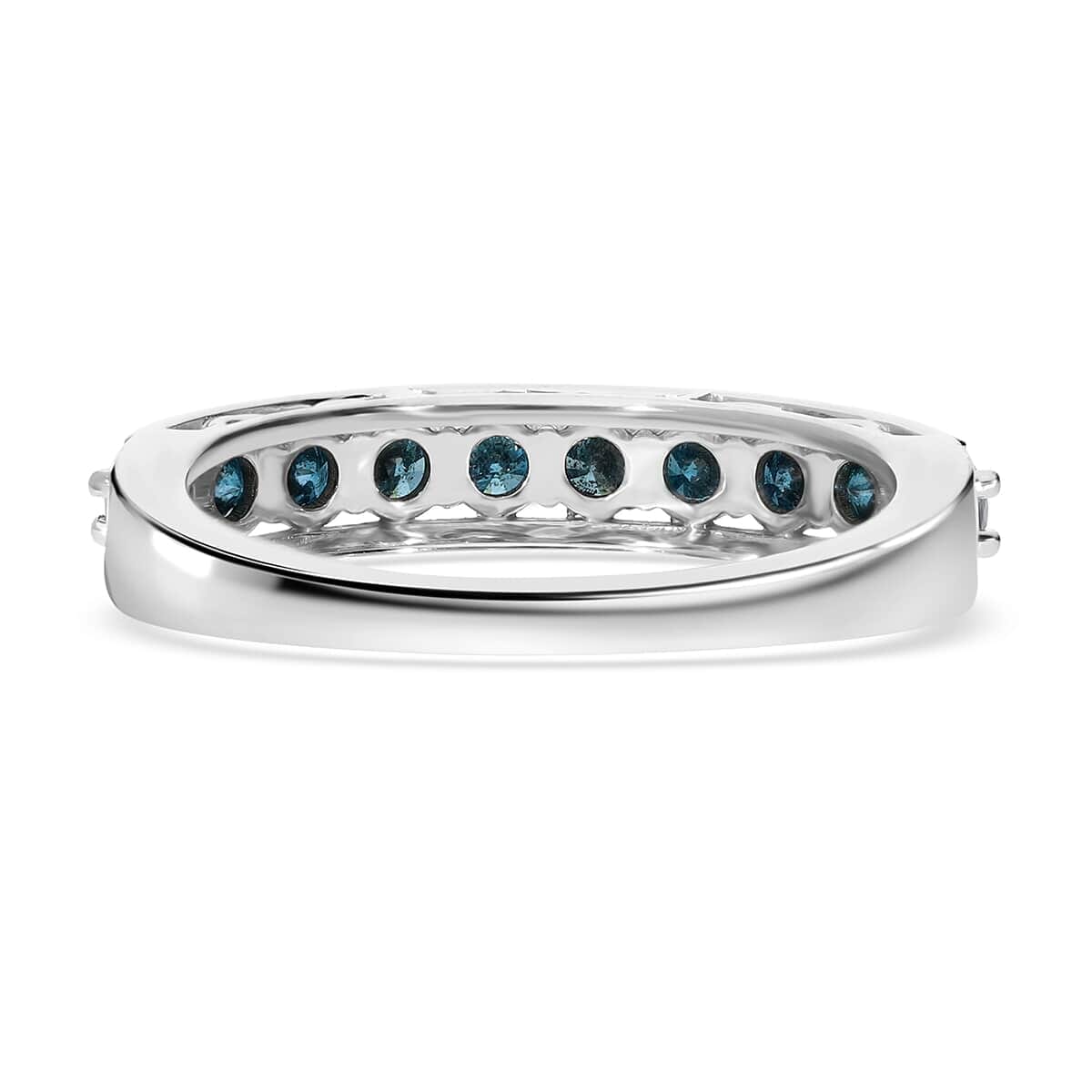 Luxoro 10K White Gold Blue Diamond Half Eternity Band Ring (Size 8.5) 1.00 ctw image number 4