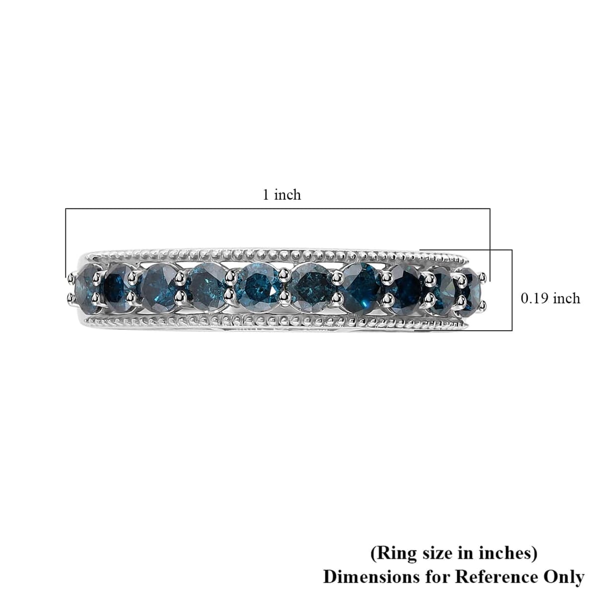 Luxoro 10K White Gold Blue Diamond Half Eternity Band Ring (Size 8.5) 1.00 ctw image number 5