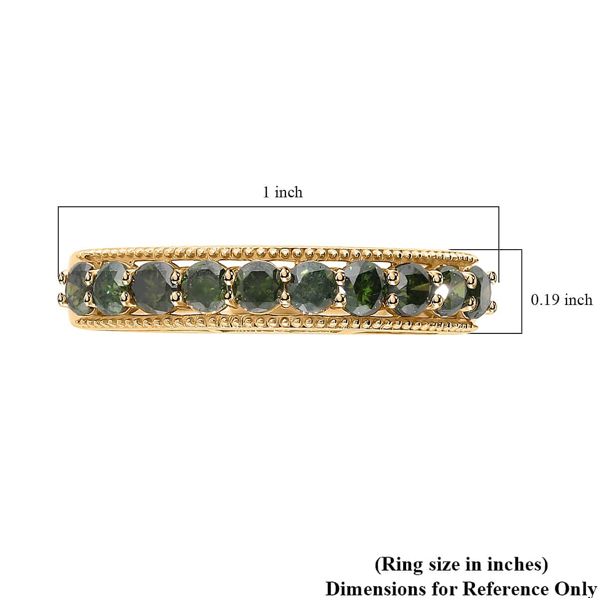 Luxoro 10K Yellow Gold Green Diamond (IR) Half Eternity Band Ring (Size 6.0) 1.00 ctw image number 5