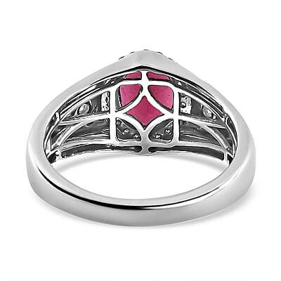 Rhapsody 950 Platinum AAAA Ouro Fino Rubellite and E-F VS Diamond Men's Ring (Size 10.0) 11 Grams 2.25 ctw