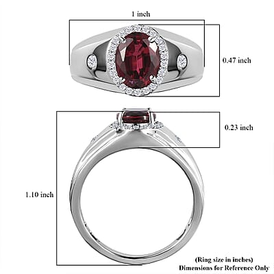 Rhapsody 950 Platinum AAAA Ouro Fino Rubellite and E-F VS Diamond Men's Ring (Size 10.0) 11 Grams 2.25 ctw