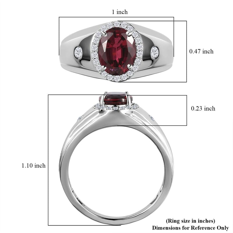 Rhapsody 950 Platinum AAAA Ouro Fino Rubellite and E-F VS Diamond Men's Ring (Size 10.0) 11 Grams 2.25 ctw