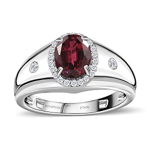Rhapsody 950 Platinum AAAA Ouro Fino Rubellite and E-F VS Diamond Men's Ring (Size 9.0) 11 Grams 2.25 ctw