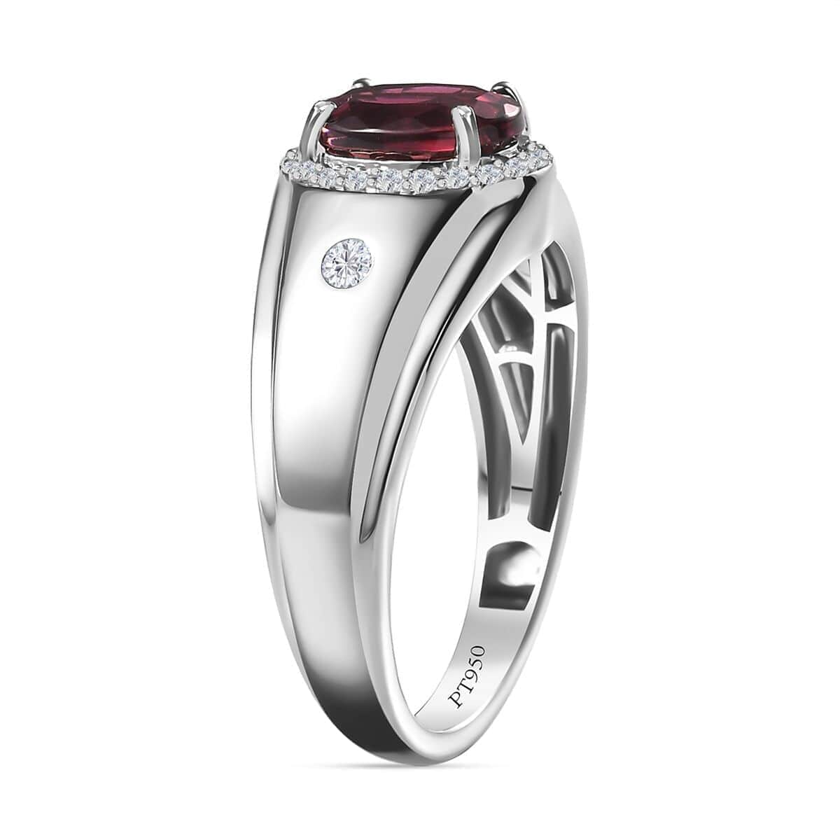 Rhapsody 950 Platinum AAAA Ouro Fino Rubellite and E-F VS Diamond Men's Ring (Size 9.0) 11 Grams 2.25 ctw image number 3