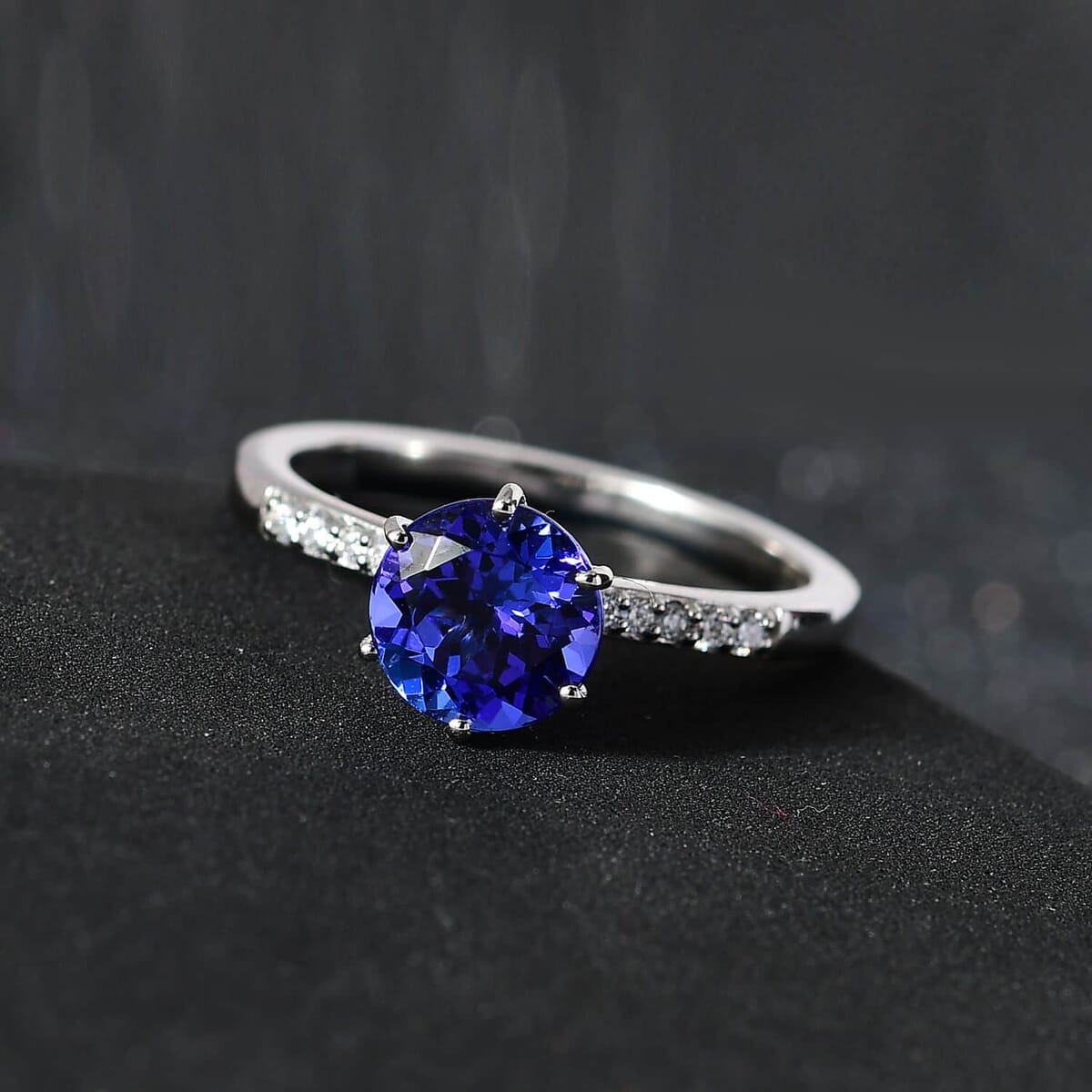 Rhapsody 950 Platinum AAAA Tanzanite and E-F VS2 Diamond Ring (Size 7.5) 4.50 Grams 2.05 ctw image number 1