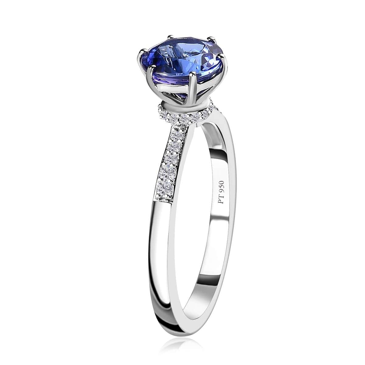 Rhapsody 950 Platinum AAAA Tanzanite and E-F VS2 Diamond Ring (Size 7.5) 4.50 Grams 2.05 ctw image number 3