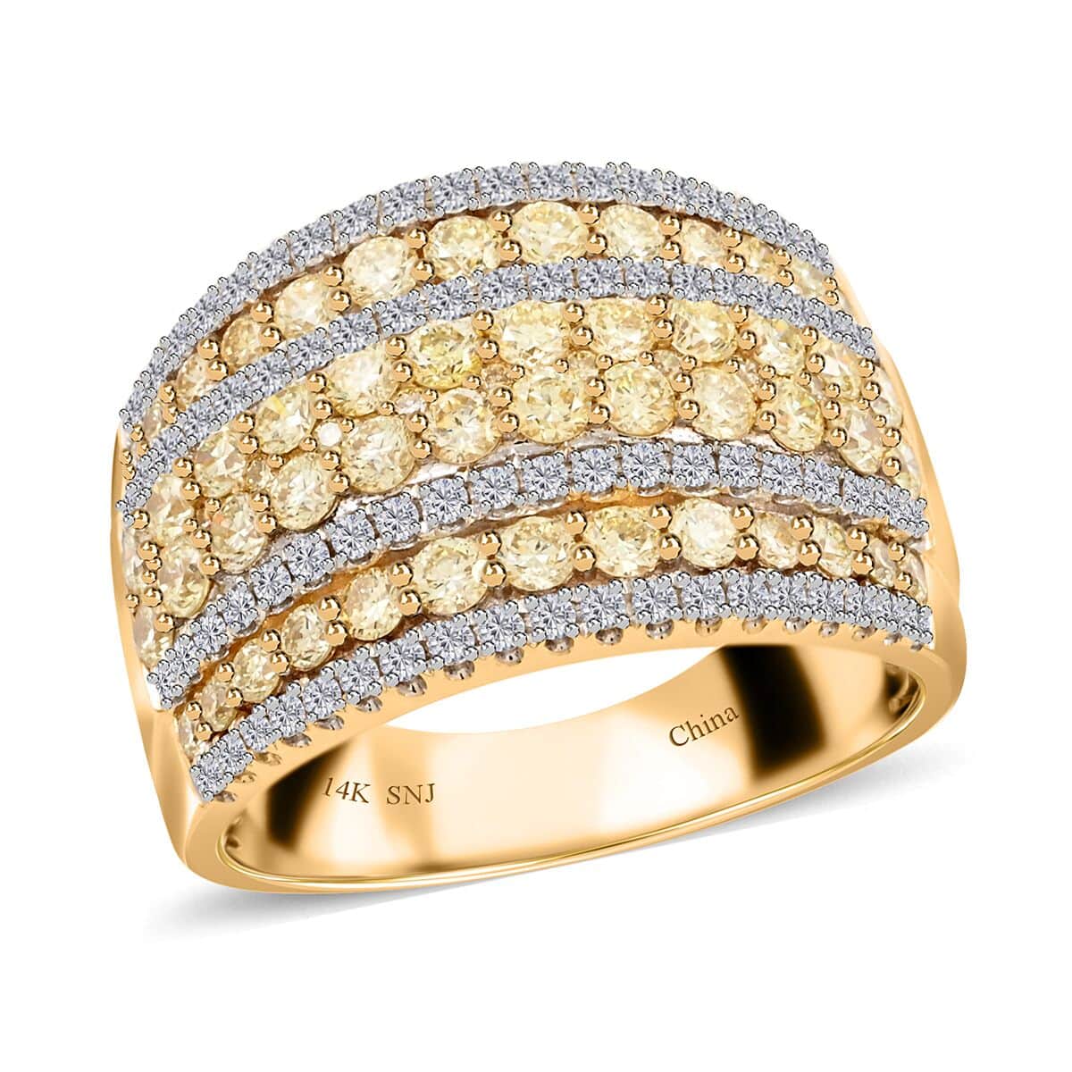 14K Yellow Gold Natural White and Yellow Diamond I1-SI Cluster Ring (Size 9.5) 7.50 Grams 2.00 ctw image number 0