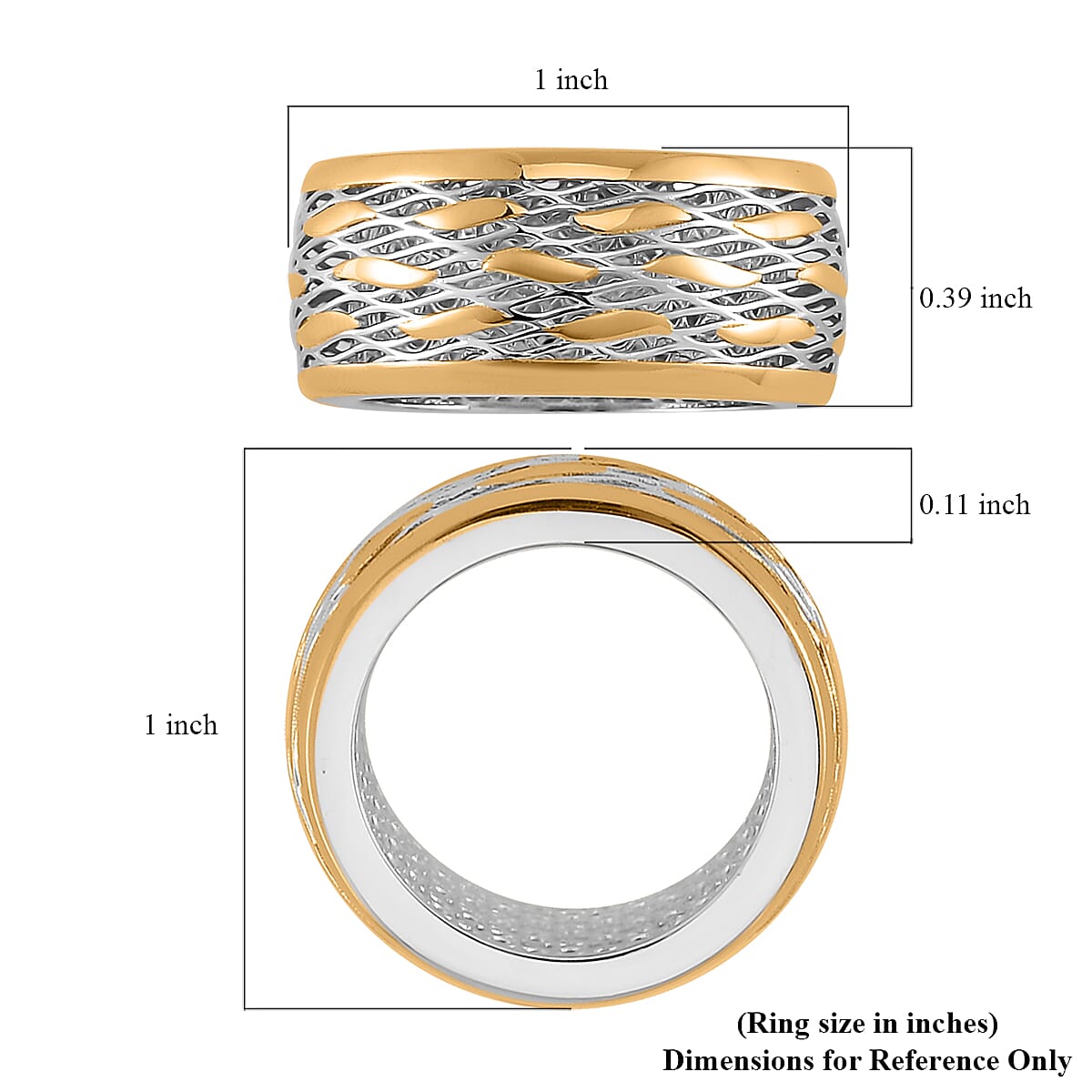 14K Yellow Gold Over and Rhodium Over Sterling Silver Ring (Size 10.0) 4.25 Grams