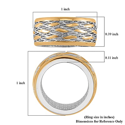 14K Yellow Gold Over and Rhodium Over Sterling Silver Ring (Size 10.0) 4.25 Grams