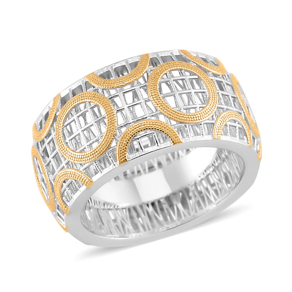 14K Yellow Gold Over and Rhodium Over Sterling Silver Ring 3.65 Grams image number 0
