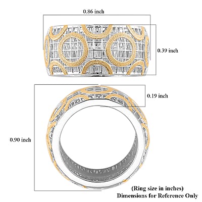 14K Yellow Gold Over and Rhodium Over Sterling Silver Ring (Size 10.0) 3.65 Grams
