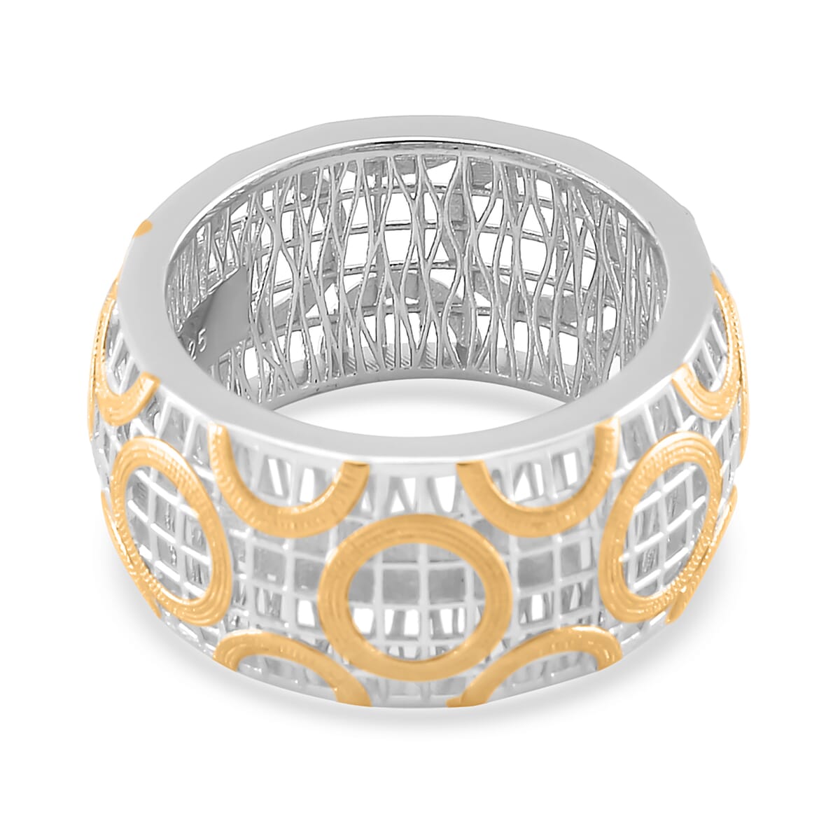 14K Yellow Gold Over and Rhodium Over Sterling Silver Ring (Size 9.0) 3.65 Grams image number 3