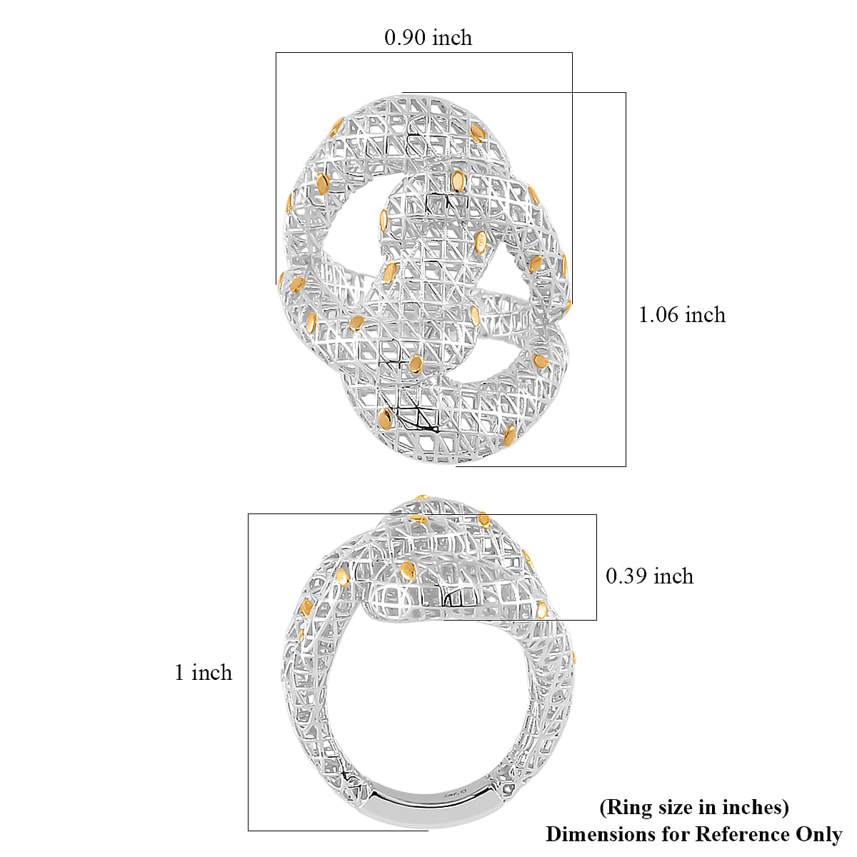 14K Yellow Gold Over and Rhodium Over Sterling Silver Heart Shaped Ring (Size 10.0) 4.25 Grams