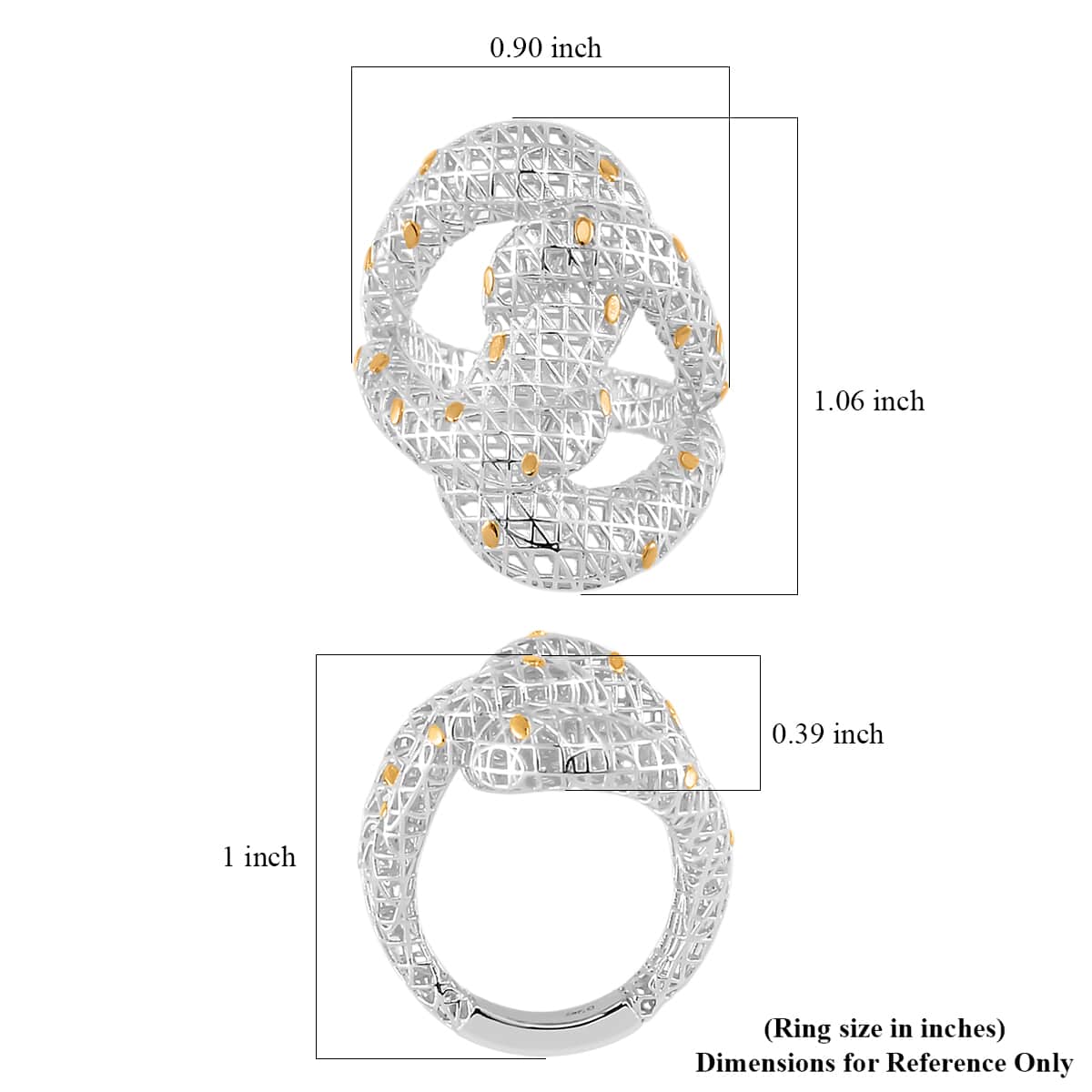 14K Yellow Gold Over and Rhodium Over Sterling Silver Heart Shaped Ring 4.25 Grams image number 4