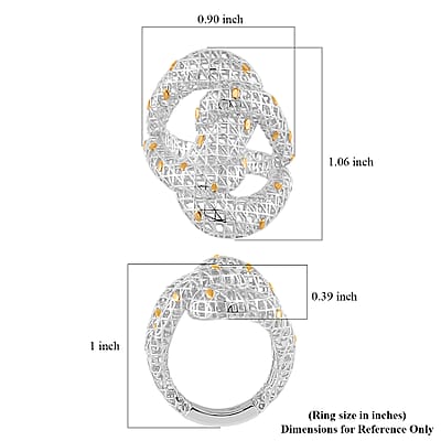 14K Yellow Gold Over and Rhodium Over Sterling Silver Heart Shaped Ring (Size 10.0) 4.25 Grams