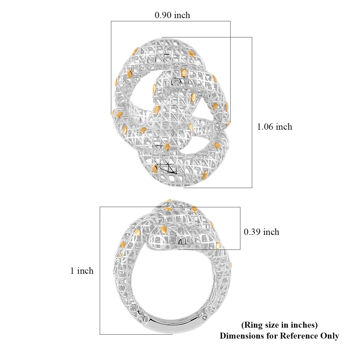 14K Yellow Gold Over and Rhodium Over Sterling Silver Heart Shaped Ring (Size 5.0) 4.25 Grams image number 4