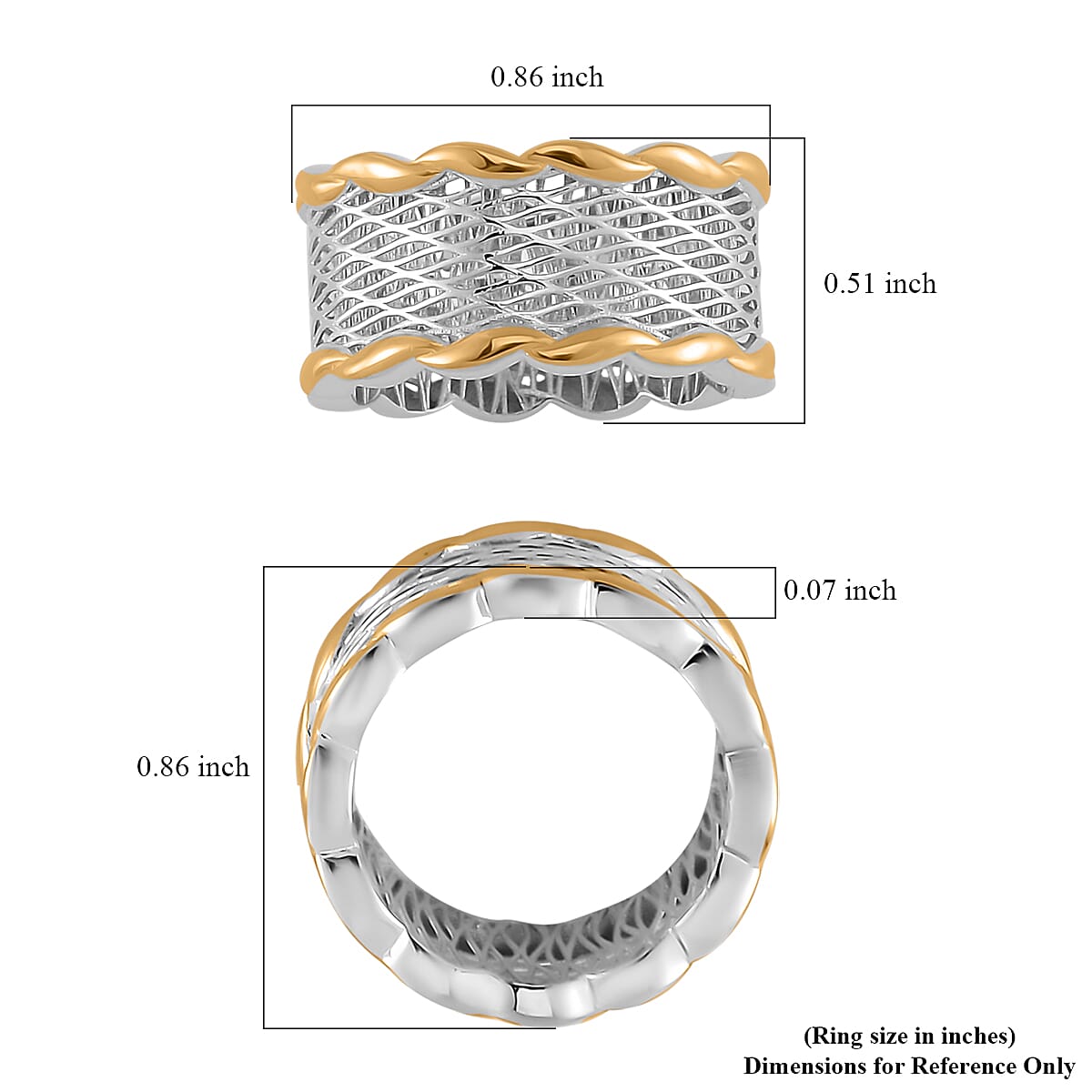 14K Yellow Gold Over and Rhodium Over Sterling Silver Ring 3 Grams image number 4