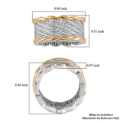 14K Yellow Gold Over and Rhodium Over Sterling Silver Ring (Size 10.0) 3 Grams