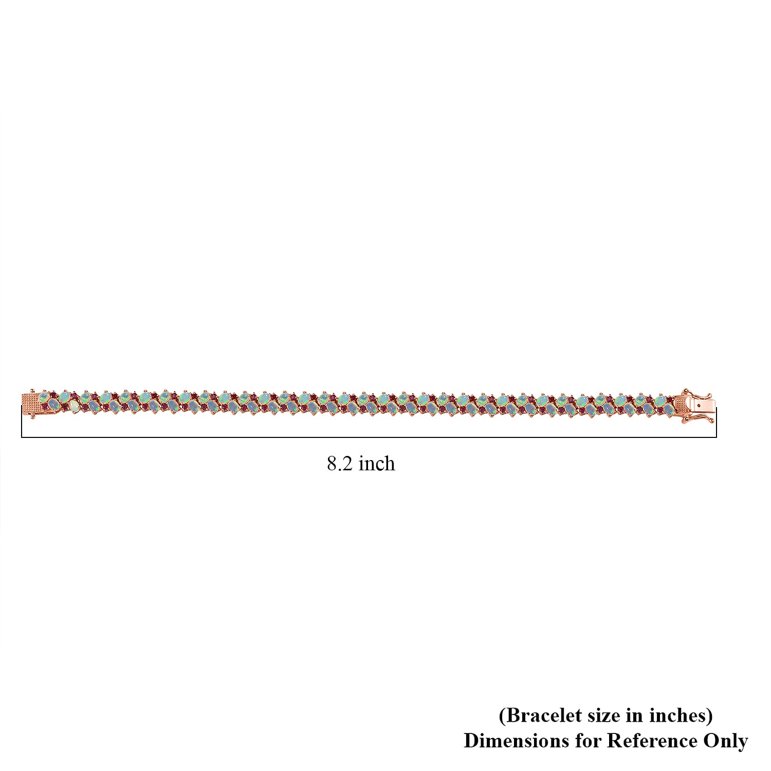 Ethiopian Welo Opal and Orissa Rhodolite Garnet Bracelet in Vermeil Rose Gold Over Sterling Silver (8.00 In) 10.75 ctw