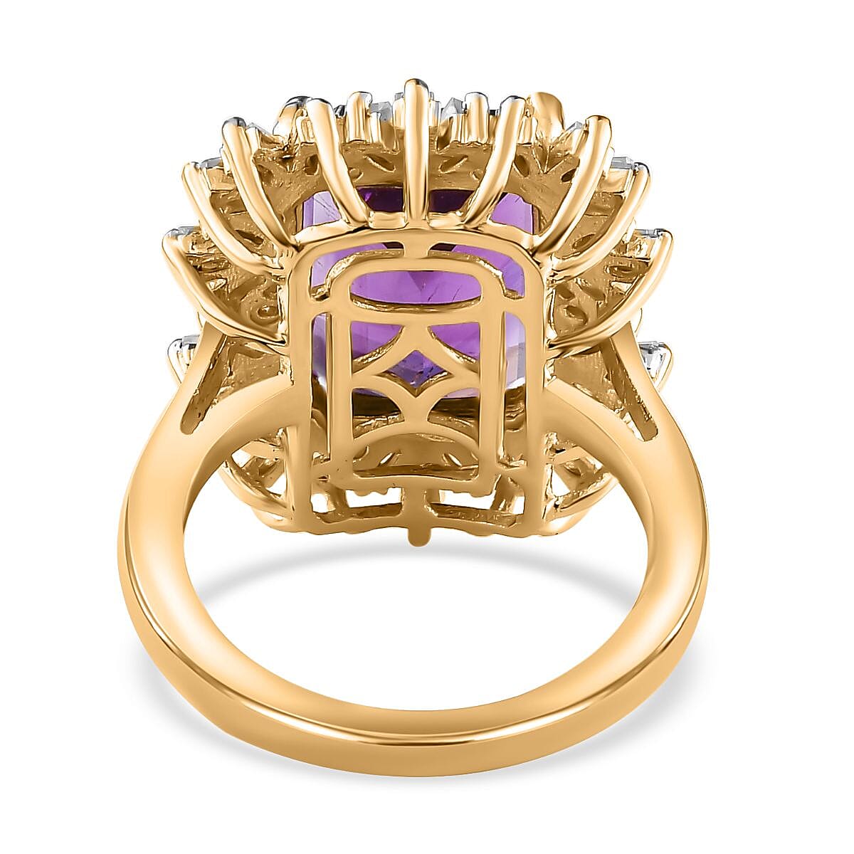 Moroccan Amethyst, White Zircon Ring in Vermeil YG Over Sterling Silver (Size 10.0) 9.30 ctw