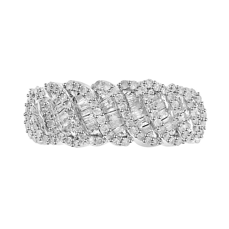 Diamond Ring in Platinum Over Sterling Silver (Size 8) 1.00 ctw