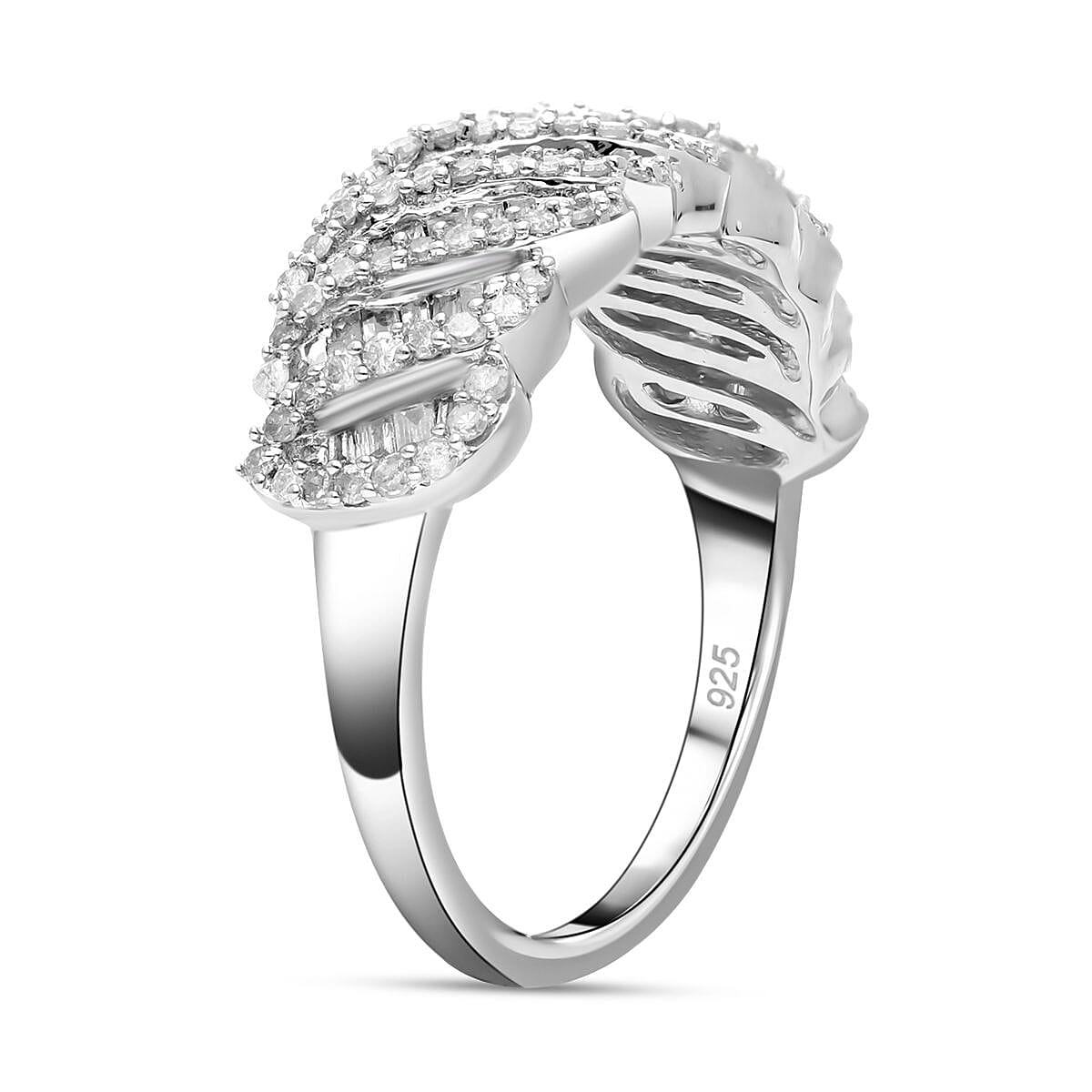 Diamond Ring in Platinum Over Sterling Silver (Size 8) 1.00 ctw image number 3