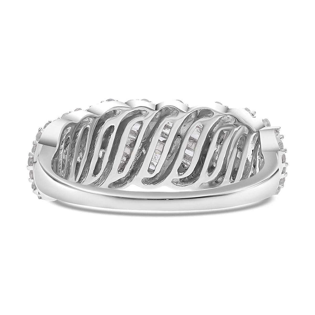 Diamond Ring in Platinum Over Sterling Silver (Size 8) 1.00 ctw