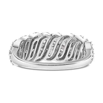 Diamond Ring in Platinum Over Sterling Silver (Size 8) 1.00 ctw