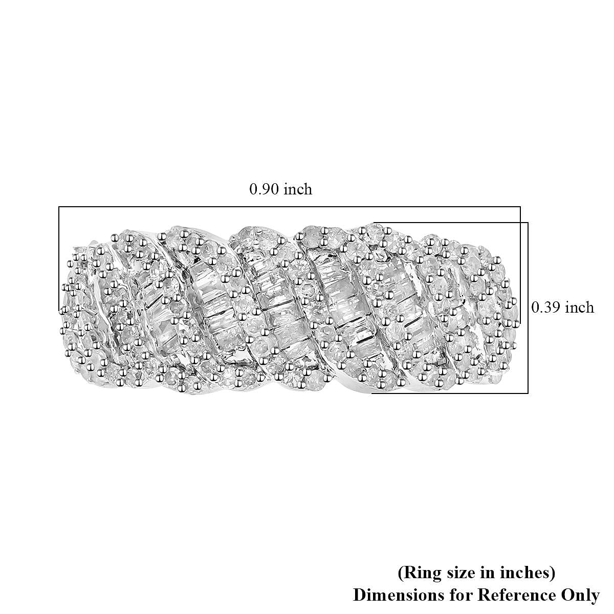 Diamond Ring in Platinum Over Sterling Silver (Size 8) 1.00 ctw image number 5