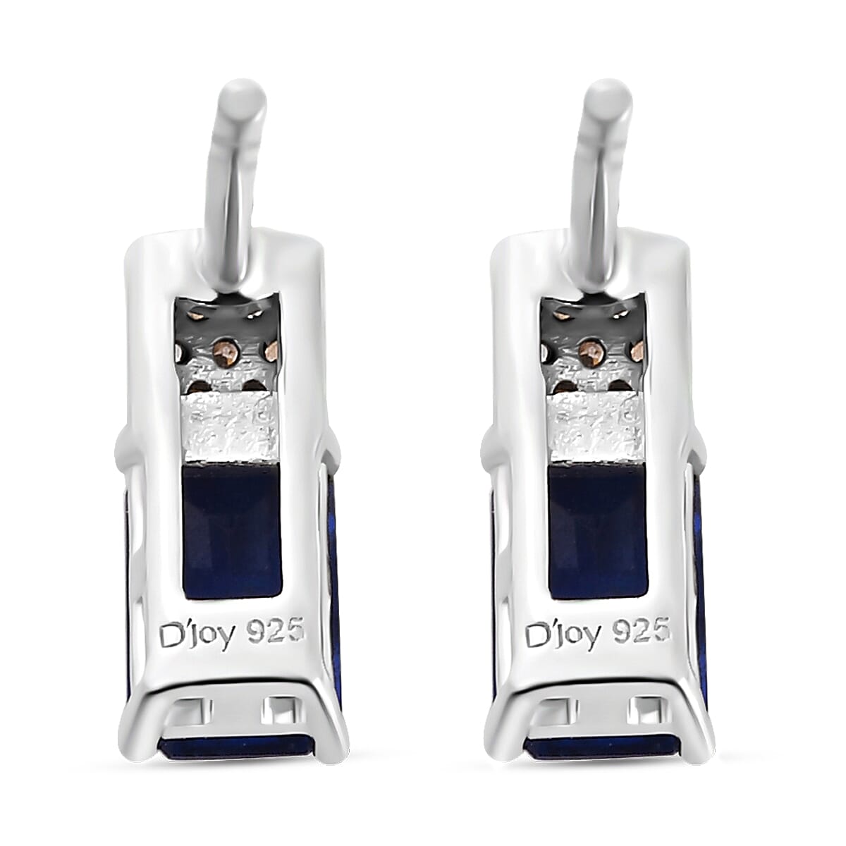 Tanzanian Blue Spinel (DF), White and Champagne Zircon Earrings in Platinum Over Sterling Silver 1.40 ctw