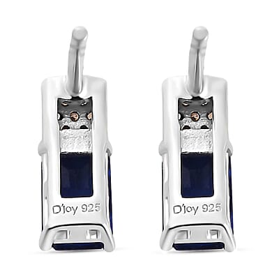 Tanzanian Blue Spinel (DF), White and Champagne Zircon Earrings in Platinum Over Sterling Silver 1.40 ctw