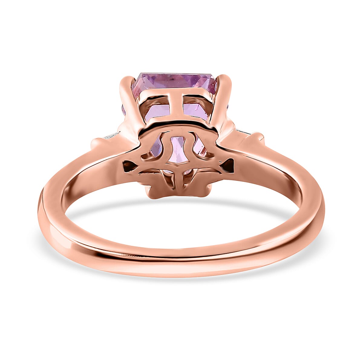D'Joy AAA Patroke Kunzite and Diamond Ring in Vermeil Rose Gold Over Sterling Silver (Size 7.0) 3.15 ctw