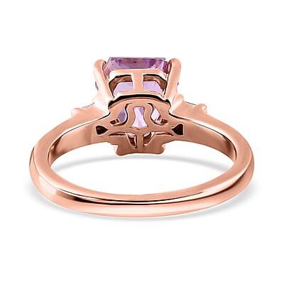 D'Joy AAA Patroke Kunzite and Diamond Ring in Vermeil Rose Gold Over Sterling Silver (Size 7.0) 3.15 ctw