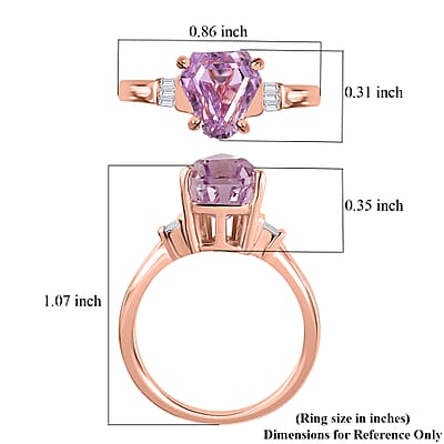 D'Joy AAA Patroke Kunzite and Diamond Ring in Vermeil Rose Gold Over Sterling Silver (Size 7.0) 3.15 ctw