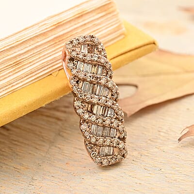 Natural Champagne Diamond Pendant in Vermeil Rose Gold Over Sterling Silver 0.50 ctw